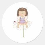 Cute Little Flower Fairy Girl Round Sticker