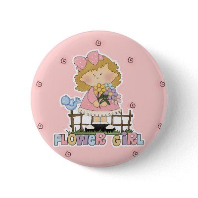 Cute Little Flower Girl Buttons by flowerpowershop