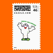 cute little frog ghost postage