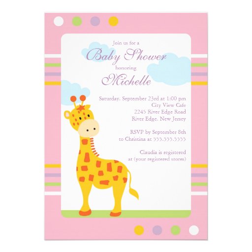 Cute Little Giraffe Baby Shower Invitation