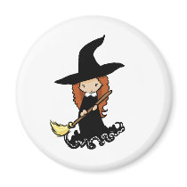 Cute Little Girl Child Witch magnets