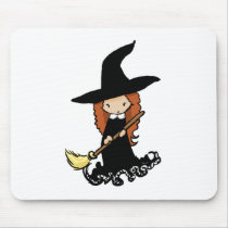 Cute Little Girl Child Witch mousepads