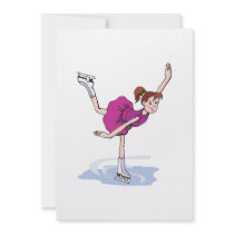 cute little girl figure skater spinning custom invitation