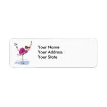cute little girl figure skater spinning labels