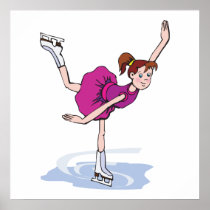 cute little girl figure skater spinning posters