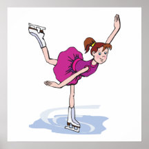 cute little girl figure skater spinning posters