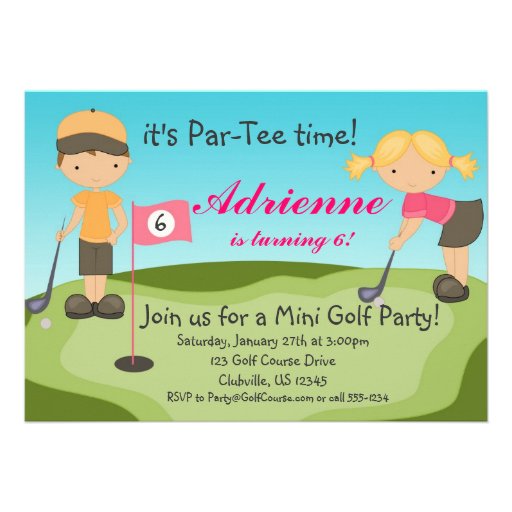 Cute Little Girl Golf Birthday Party Invitation
