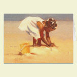 Cute little girl playing in sand cards