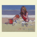 Cute little girl playing in sand posters