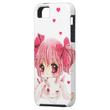Cute little girl with kawaii bunny iPhone 5 cases