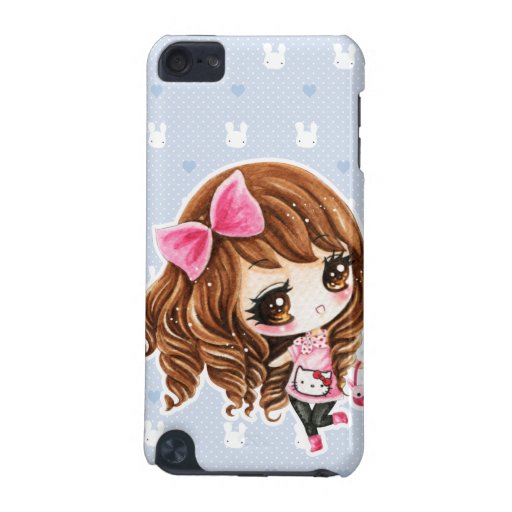 Cute little girl with pink big bow iPod touch 5G cases