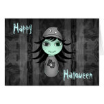Cute little gothic zombie girl for Halloween Greeting Cards