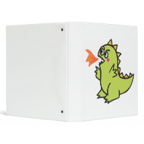 cute little green fire dragon monster 3 ring binders