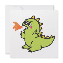 cute little green fire dragon monster announcement