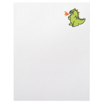 cute little green fire dragon monster letterhead design