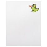 cute little green fire dragon monster letterhead design