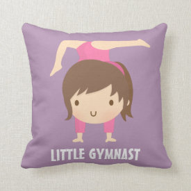 Cute Little Gymnast Girl Gymnastics Room Decor Pillow