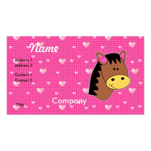 Cute Little Horse Face Business Card Templates (front side)