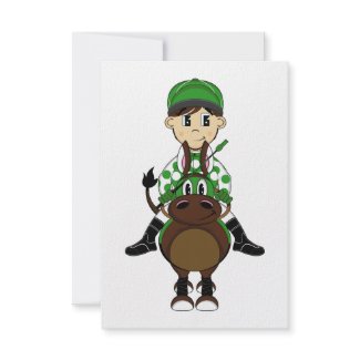 Cute Little Jockey RSVP Card invitation