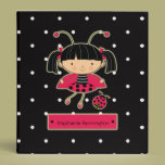 Cute little ladybug girl personalized avery binder binders