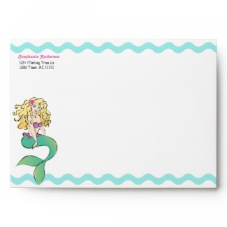 Cute Little Mermaid and Sea Creature Envelope envelope