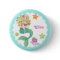 Cute Little Mermaid Pinback Buttons
