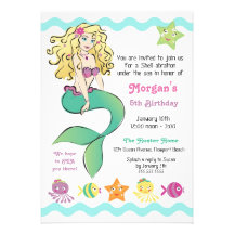 Cute Little Mermaid Custom Announcements