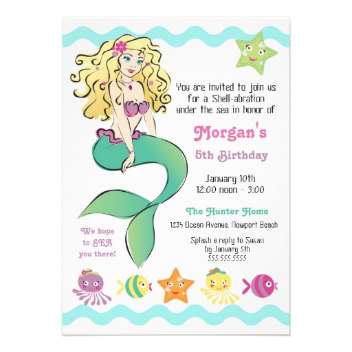 Cute Little Mermaid Custom Announcements