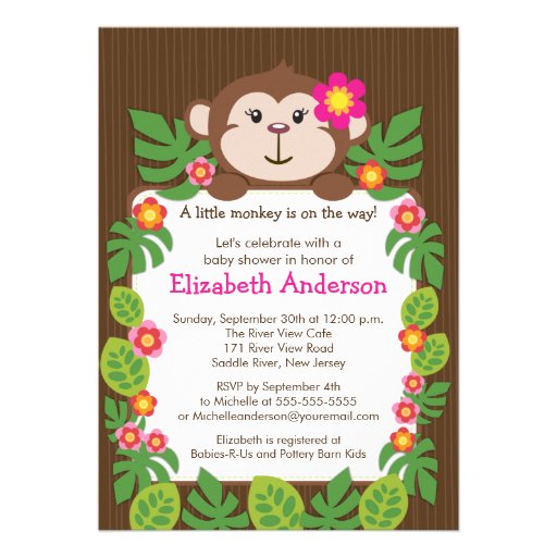 Cute Little Monkey Baby Shower Invitation