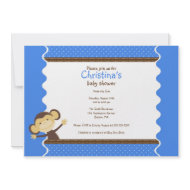 Cute Little Monkey Boy Baby Shower Invitation invitation
