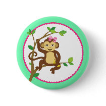 Cute Little Monkey Pinback Button