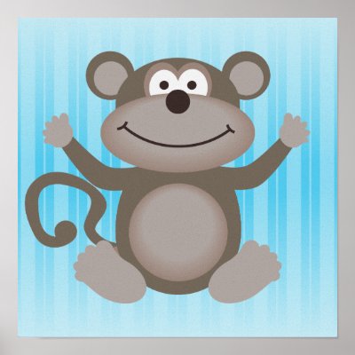 Monkey Decorations on Cute Little Monkey Print From Zazzle Com