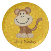 Cute Little Monkey & Yellow Stars Plate