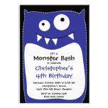 CUTE Little Monster Bash Birthday Party Blue Personalized Announcements