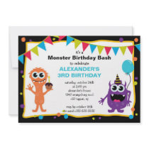 CUTE Little Monster Bash Birthday Party Personalized Announcements