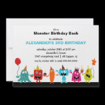 CUTE Little Monster Bash Birthday Party Custom Invitation