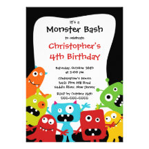 CUTE Little Monster Bash Birthday Party Custom Invitation