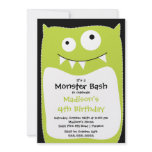 CUTE Little Monster Bash Birthday Party Lime Invitations