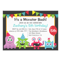 Cute Little Monster Birthday Party Bash for Kids Personalized Invite
