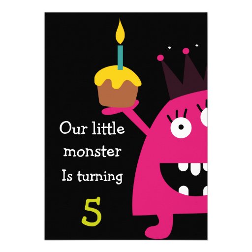 Cute Little Monster Kids Birthday Party Invite