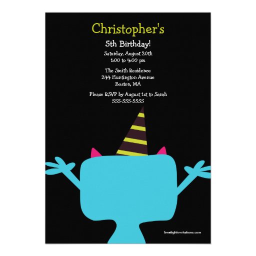 Cute Little Monster Kids Birthday Party Invite