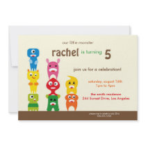 Cute Little Monster Kids Birthday Party Invite