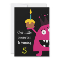 Cute Little Monster Kids Birthday Party Invite