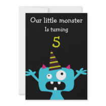 Cute Little Monster Kids Birthday Party Invite