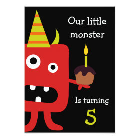 Cute Little Monster Kids Birthday Party Invite 5