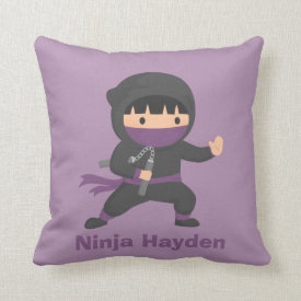 Cute Little Ninja with Nunchaku Boys Room Decor Pillows