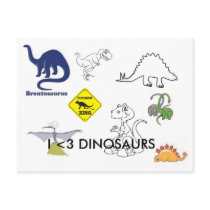 cute little orange dinosaur, pterodactyl, bront... postcards