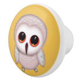 Cute Little Owl Illustration Ceramic Knob