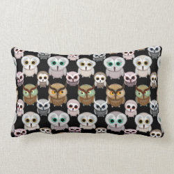 Cute Little Owls Illustrated Art Pattern Throw Pillow