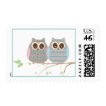 Cute Little Owls Snuggle on a Branch Stamps